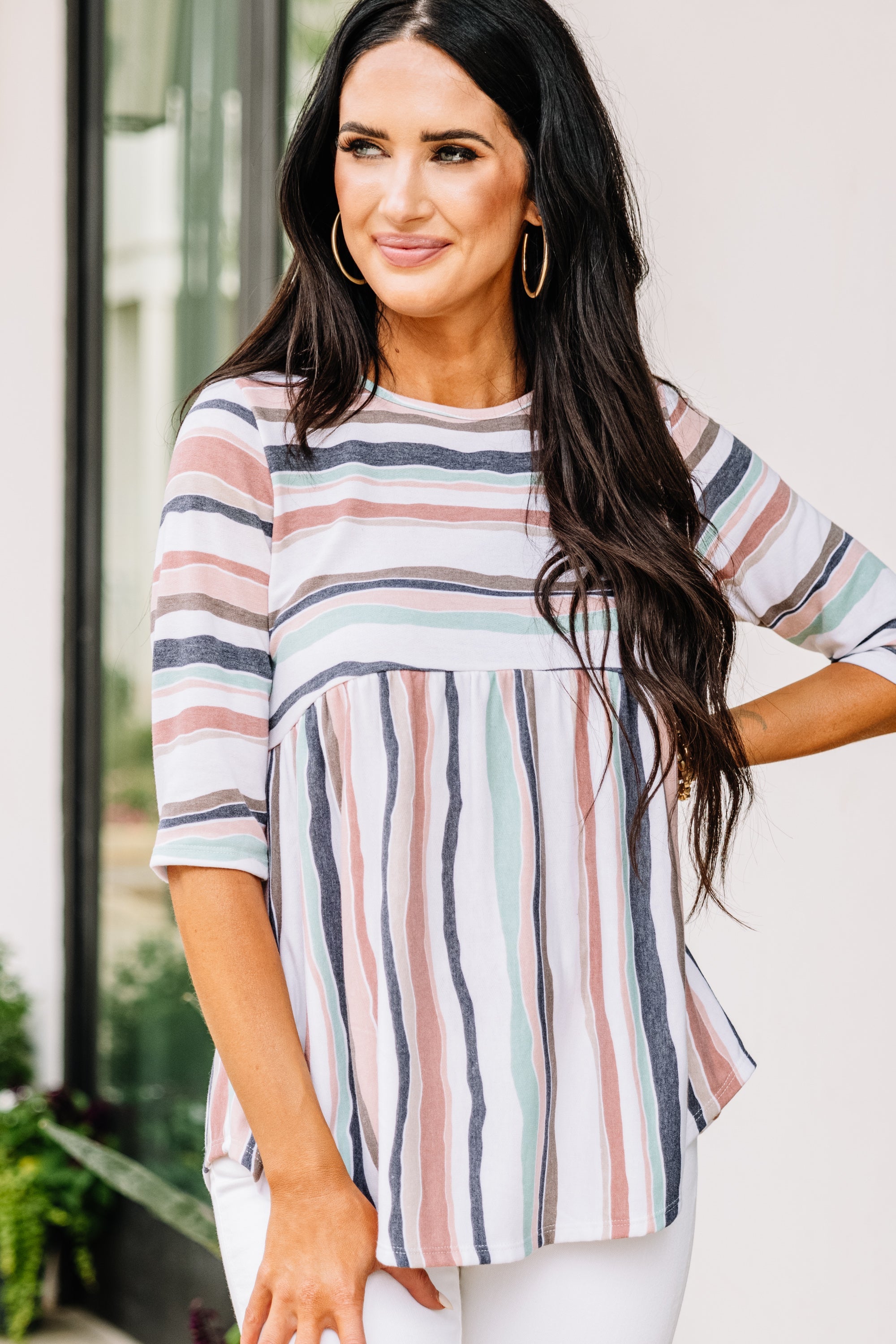 Let's Go Westward Peach Orange Babydoll Top
