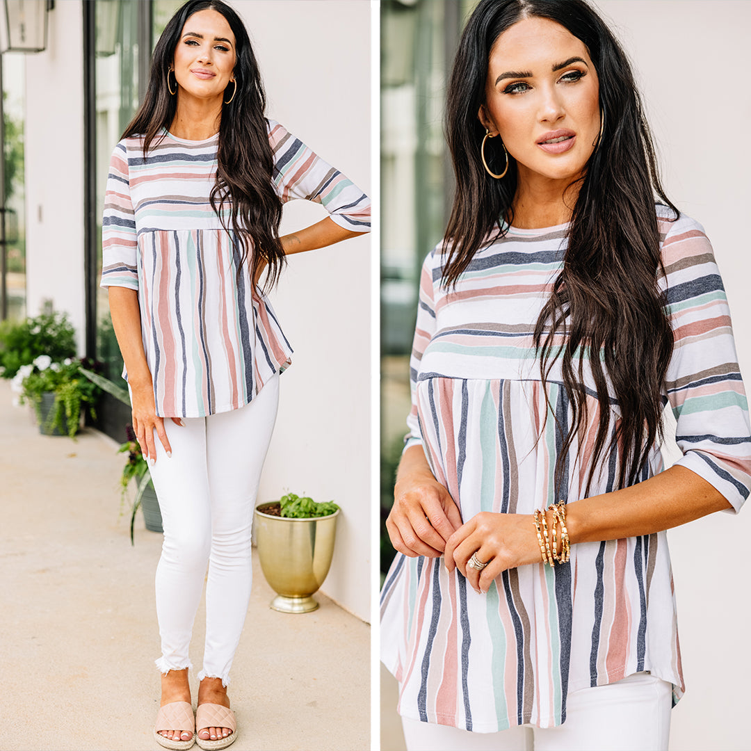 Let's Go Westward Peach Orange Babydoll Top